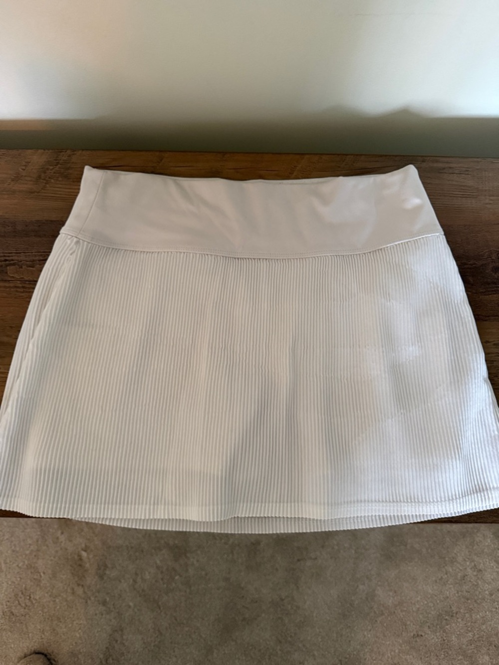 Women's White Ribbed Skort - Classic Stretch Waist Golf or Tennis